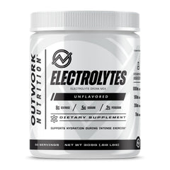 Outwork Nutrition Electrolytes Powder tub front for clean hydration during workouts.