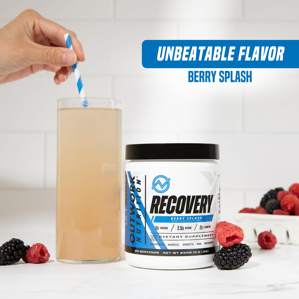 Outwork Nutrition KSM-66 Ashwagandha close-up emphasizes stress support alongside recovery
