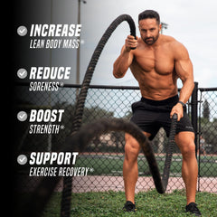 Outwork Nutrition recovery powder scoop measuring a serving for easy dosing.