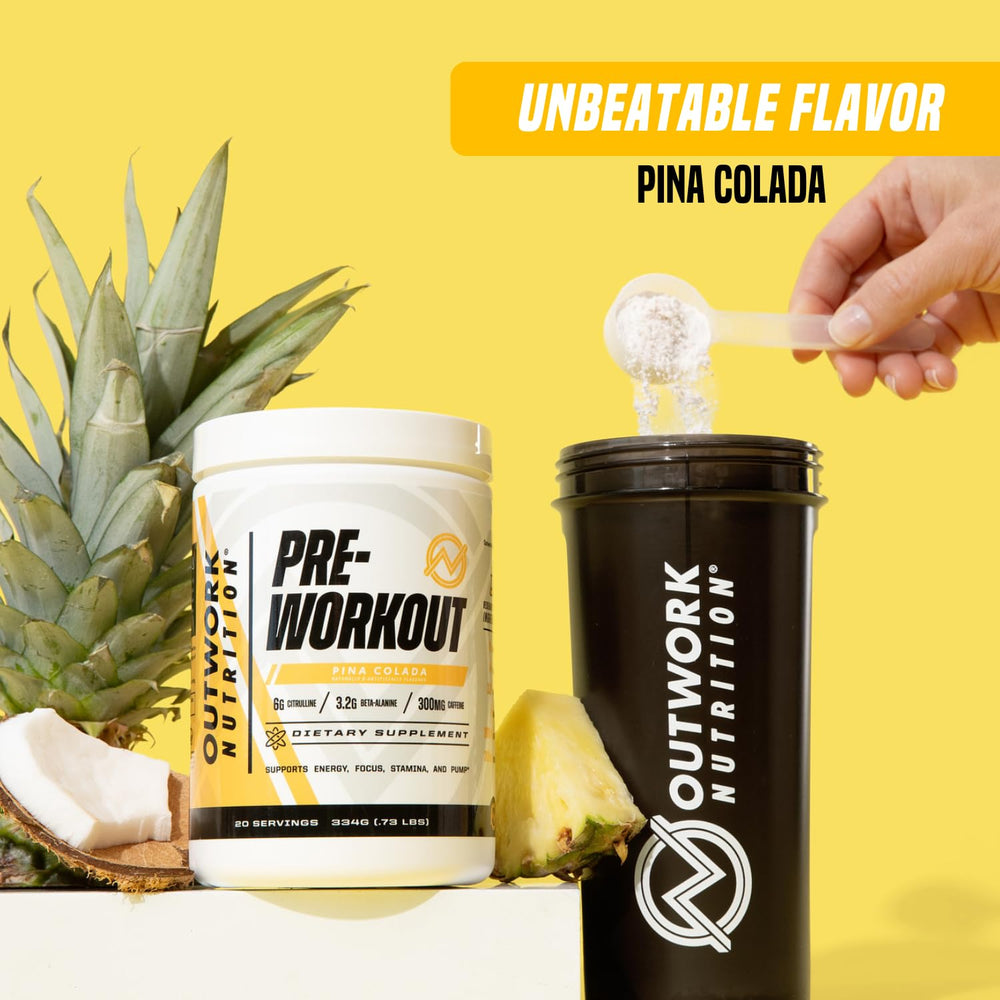 Outwork Nutrition preworkout bottle label closeup with ingredients