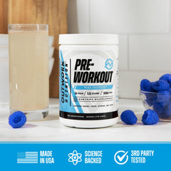 Outwork Nutrition preworkout tub and label emphasize lab-tested quality