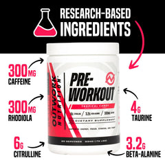 Outwork Nutrition preworkout Tropical Candy powder dissolving in water for quick energy.