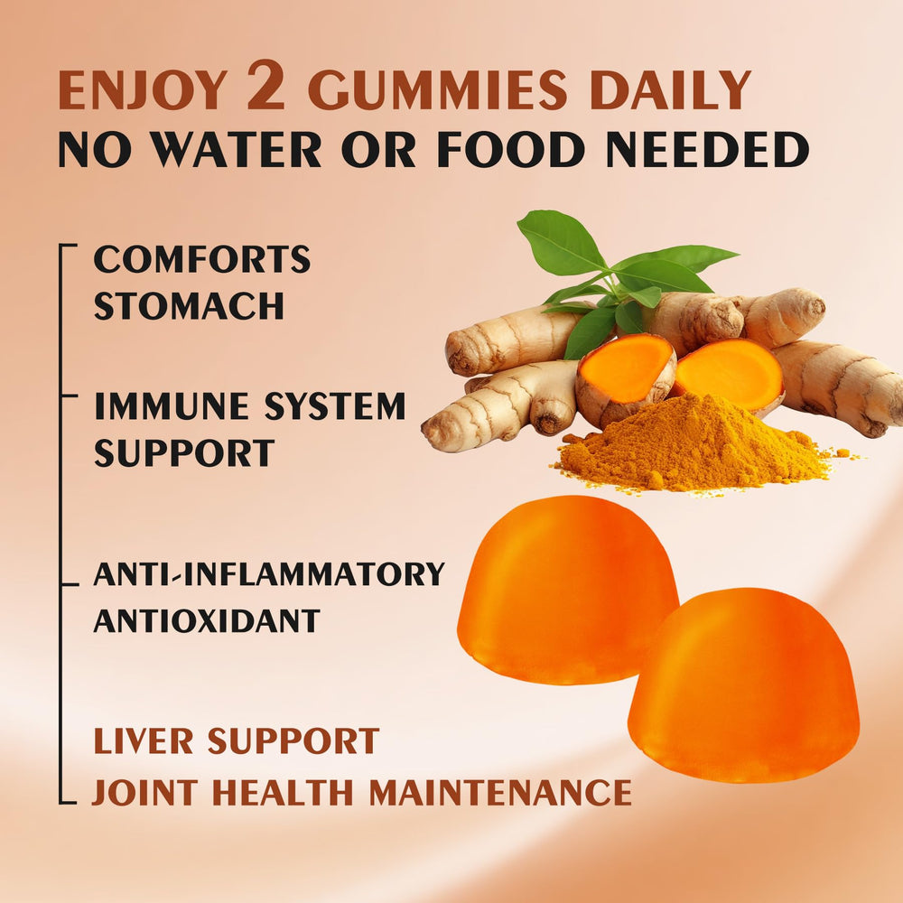 OUYIYUA Turmeric Gummies pineapple-flavored chewables in serving suggestion.