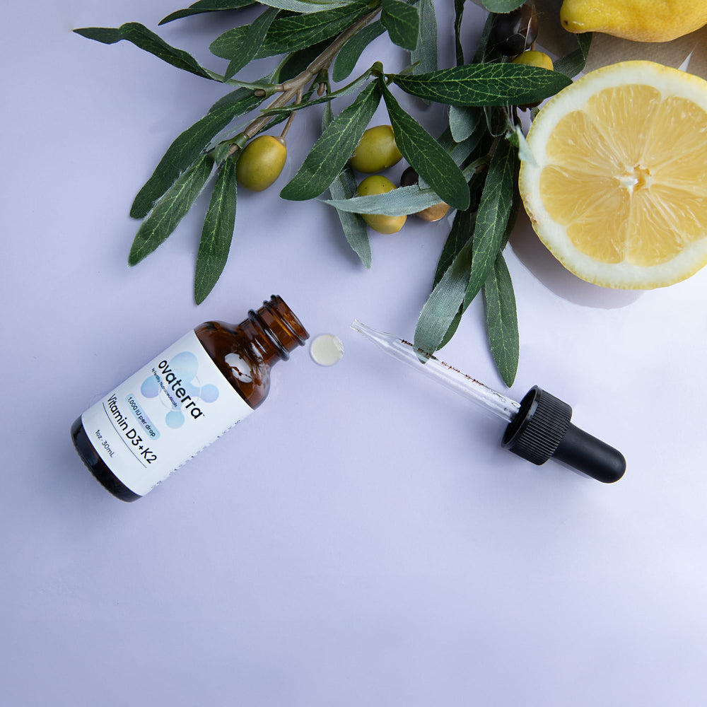 Ovaterra bottle highlights natural lemon flavor for pleasant daily dosing.