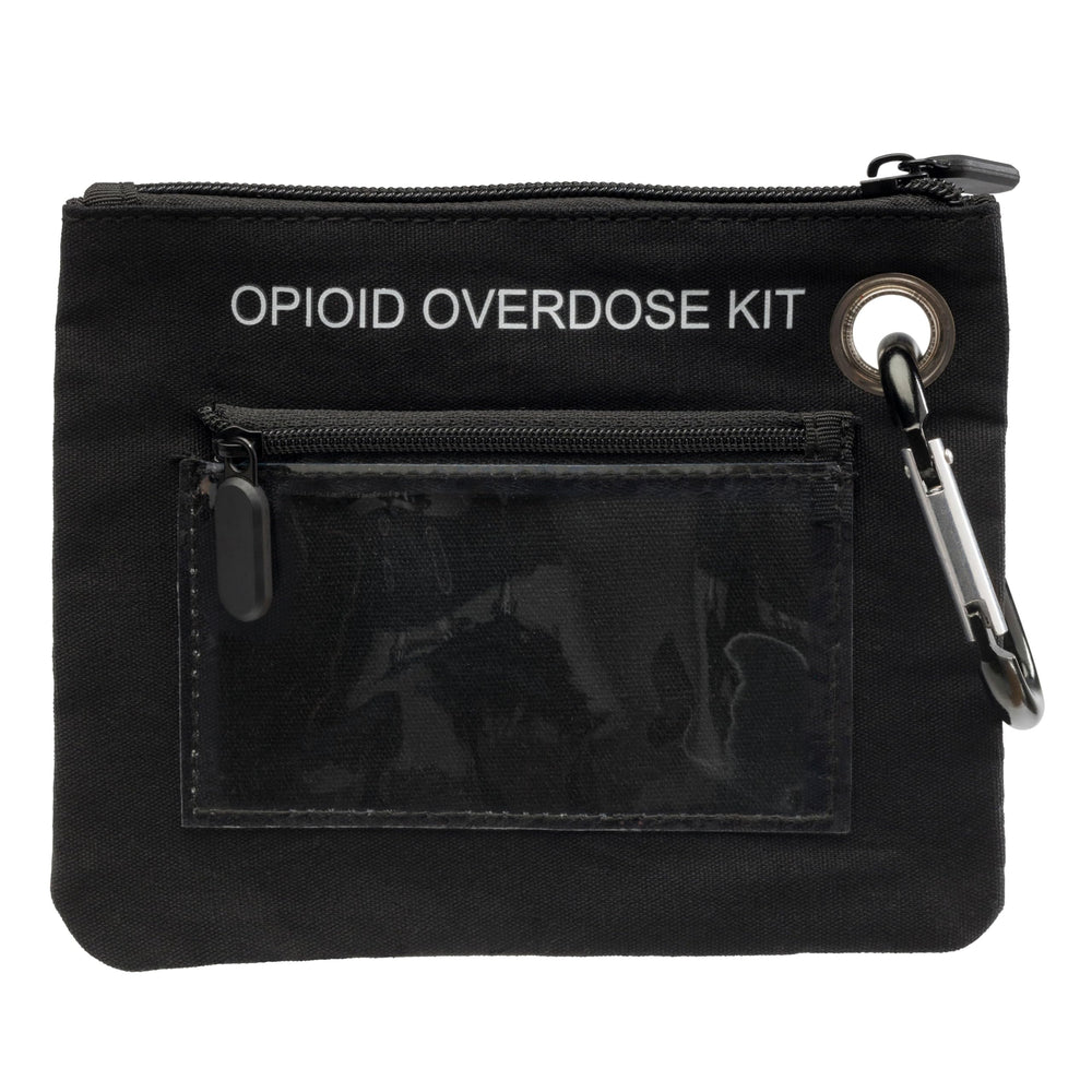 OVERDOSE KITS naloxone canvas bag back view showing cardholder pocket.