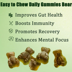 oviaapo Greens Gummies close-up reveals vibrant gummies for daily vitality and energy