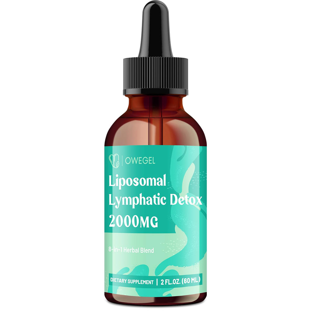 owegel Liposomal Lymphatic Drops ingredients chart showcases herbal blend.