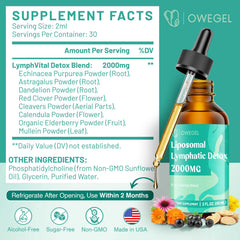 owegel Liposomal Lymphatic Drops pour shows easy dosing for daily use.