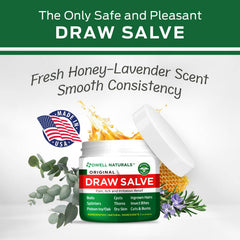 Owell Naturals Drawing Salve ingredients featuring tea tree and olive oil for natural skin care