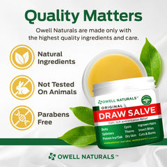 Owell Naturals Drawing Salve 3 pack packaging shown with branding and USA-made claim
