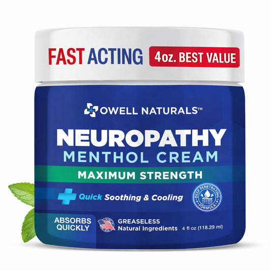 Owell Naturals Neuropathy Cream extra-strength bottle ready for use with fast-absorbing formula