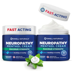 Owell Naturals Neuropathy Cream fast-absorbing pump bottle for quick relief.