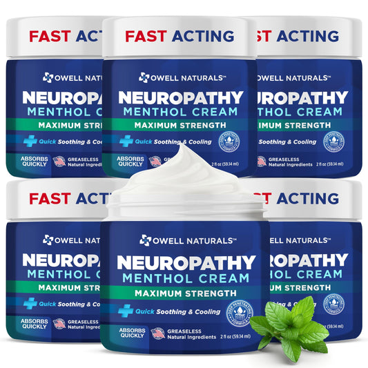 Owell Naturals Neuropathy Cream tube shows fast-absorbing formula for quick relief