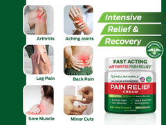 Owell Naturals pain relief cream applied to back for targeted comfort and support.