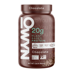 OWYN chocolate protein powder bag showing dairy-free plant protein for daily shakes.