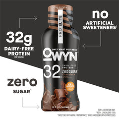 OWYN Pro Elite Chocolate label back confirms allergen-friendly, plant-based nutrition.