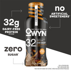 OWYN Pro Elite No Nut Buttercup glass highlights creamy texture ideal for post-workout refuel.