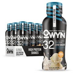 OWYN Pro Elite Vanilla bottle highlighting dairy-free protein for muscle support