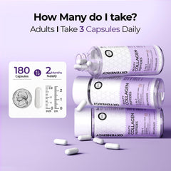 OxyEnergy Collagen Pills on a clean vanity for skincare.