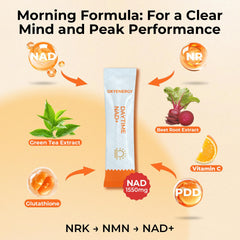 OxyEnergy NAD daytime stick label highlighting NR and greens for energy and antioxidants.