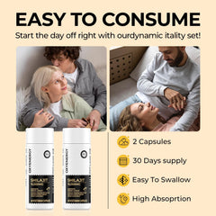 OxyEnergy Shilajit vegan capsules, dairy-free and gluten-free.