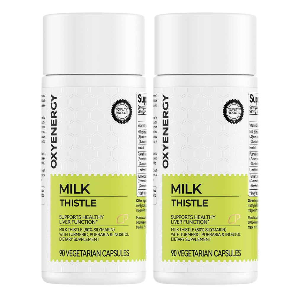 OxyEnergy silymarin milk thistle bottle highlights premium liver support potential.