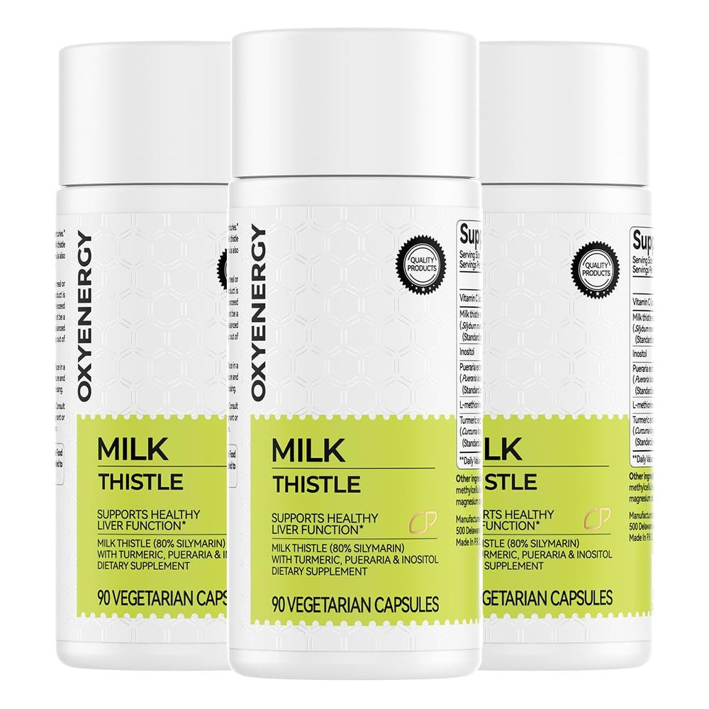 OxyEnergy Silymarin Milk Thistle bottle ready for daily liver support and antioxidant intake