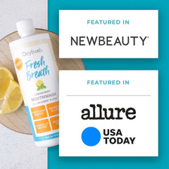 Three-pack of Oxyfresh Lemon Mint Mouthwash displayed for shoppers.