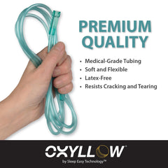 Oxyllow high-visibility green tubing easy to locate in dark rooms.