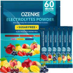 OZENKE 60 sticks sugar-free hydration packets for on-the-go electrolyte support.