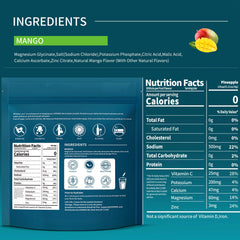 OZENKE Mango electrolytes packet dissolving in water for quick hydration.