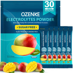 OZENKE Mango electrolytes packet packaging for convenient on-the-go hydration.