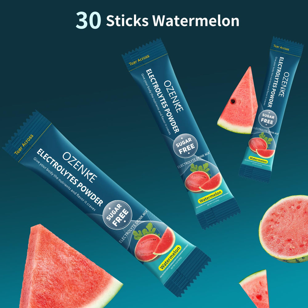 OZENKE Watermelon hydration glass with electrolyte drink.