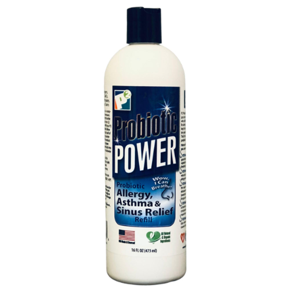 P2 Probiotic Power Allergy Refill 16oz packaging highlights eco-friendly refill and value