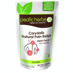Pacific Herbs Corydalis bottle front label indicating heritage and quality.