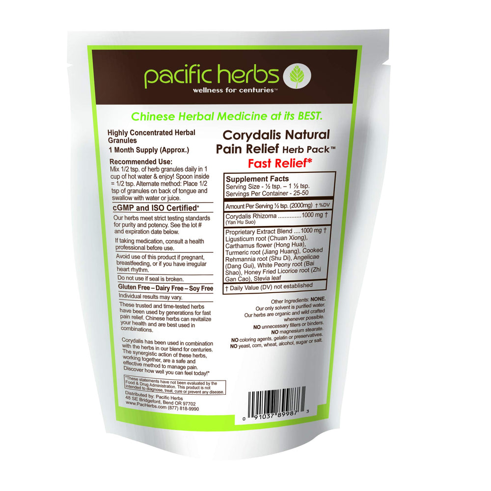 Corydalis granules pack for convenient herbal dosing.