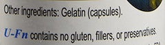 Nutrition facts panel on U-Fn bottle for informed dosing.
