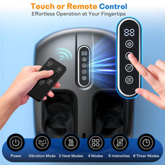 PACOVY Shiatsu Feet Massager LCD touch panel enables easy session customization.