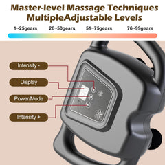 PakaLife ergonomic black massage gun designed for easy handling.