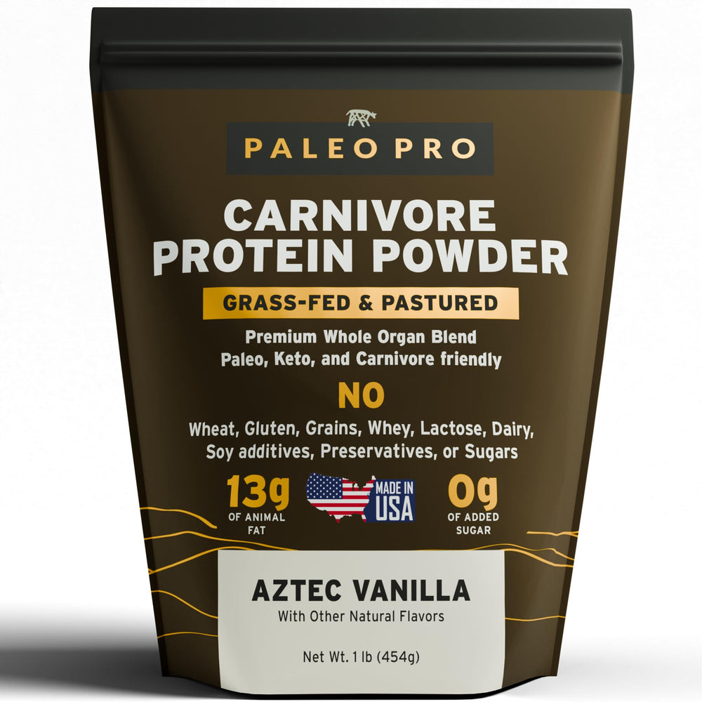 PaleoPro Carnivore Complete Aztec Vanilla packaging highlighting premium carnivore nutrition.
