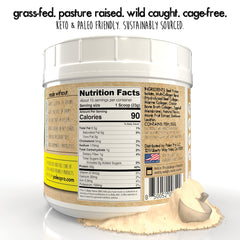 PaleoPro Ancient Cacao bottle pour highlighting smooth, sugar-free shake experience