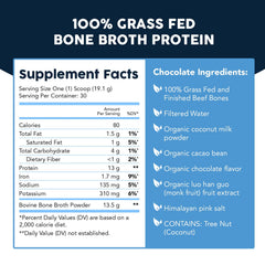 Paleovalley Bone Broth Powder nutrition label highlighting gluten-free and non-GMO features.