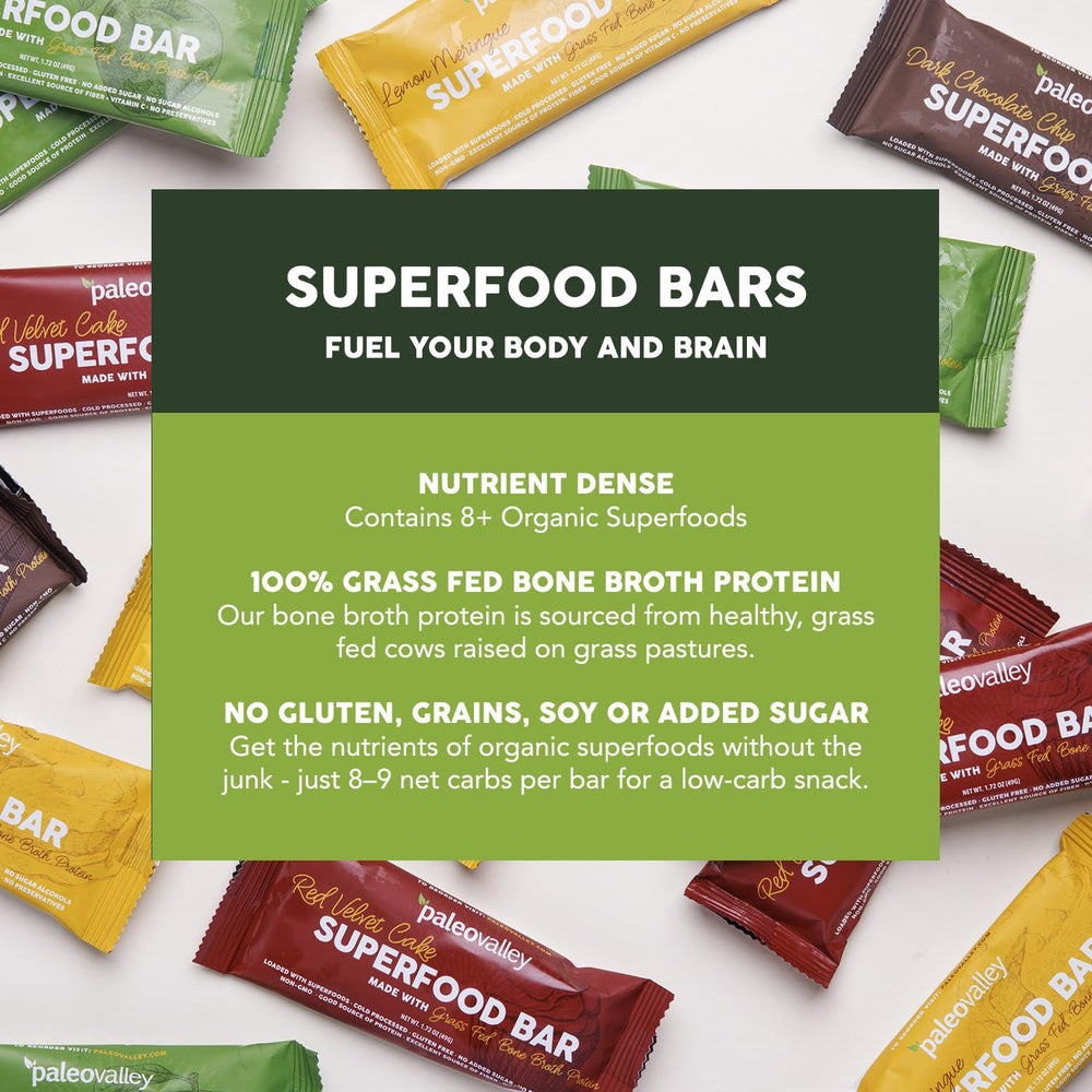Paleovalley Superfood Bars gluten-free, dairy-free packaging for allergy-conscious snacking