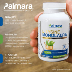 Close-up of Palmara Health capsules showing vegan, clean-label formula.