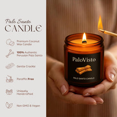 PaloVisto hand-poured coconut wax candle for longevity.