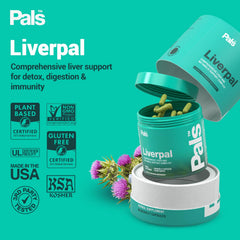 PALS Liverpal silymarin extract close-up highlighting antioxidant-rich composition.