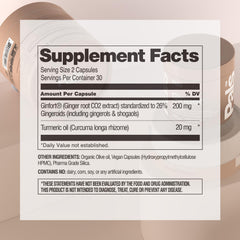 PALS Pure Ginger Root capsule closeup shows fast-acting ginger for nausea relief
