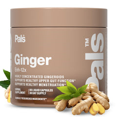 PALS Pure Ginger Root capsules bottle emphasizes the high 26% gingeroids for potent daily support