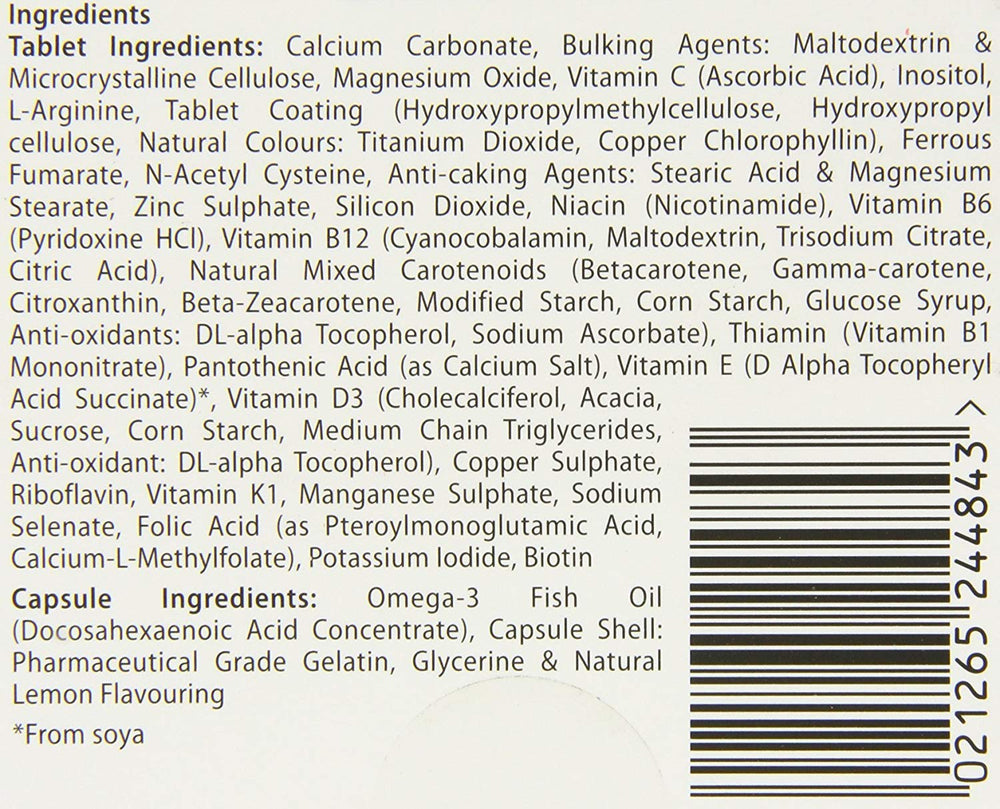 PANA Pregnacare Max label showing 400 mcg folic acid amount
