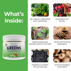 Paradise Herbs ORAC Energy Greens ingredients highlight 42+ organic superfoods.
